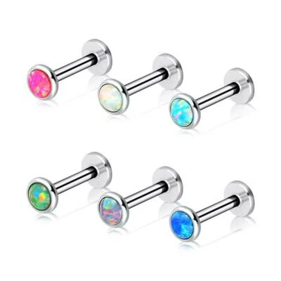 Lote de 6 anillos Labret Monroe ópalo creados piercing de cartílago tragus perno labial 16G Foto 1 de 3