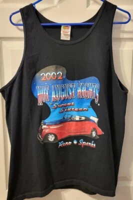 Camiseta sin mangas vintage 2002 Hot August Nights coche clásico Sweet Sixteen negra XL para hombre Foto 1 de 4
