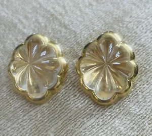 Designer Kenneth Lane gewölbte goldfarbene Borte klare Clip Ohrringe Nachlass Schmuck - Bild 1 von 8