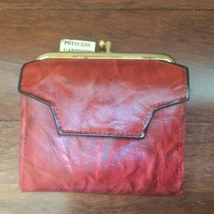 Princess Gardner French Purse Wallet Coin Purse Red Genuine Pigskin New Vintage - Picture 1 of 7