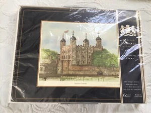 PIMPERNEL British Heritage Collection Cork Placemats Black Border - Set of 6 New - Picture 1 of 5