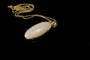 VINTAGE LILA OPAL OVAL 14K GELBGOLD ANHÄNGER HALSKETTE MR - Bild 1 von 7