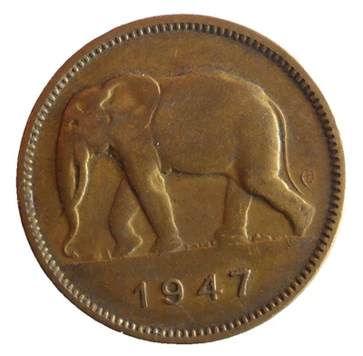 1947 CONGO BELGA 2 FRANCOS -AU - FECHA RARA Moneda africana de alta calidad - Lote #N5 Foto 1 de 2