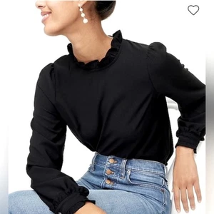 NWT NEW J.Crew Long Sleeve Ruffle Neck Blouse XS - Picture 1 of 10
