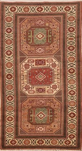 Vintage Geometric Anatolian Oriental Accent Rug 3x6 ft Hand-knotted Wool - Picture 1 of 18