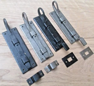 Rustic iron door bolt lock latch forged blacksmith slide curly Surface  6"/15cm - Picture 1 of 9