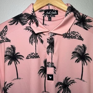Camisa Polo Bad Birdie Black Palms Manga Corta Rendimiento Golf Hombres Grande - Imagen 1 de 3