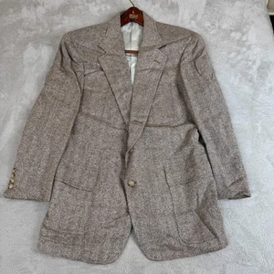 Vintage Polo By Ralph Lauren Blazer Jacke Herren Größe 44 Beige Gebraucht Fischgrät - Bild 1 von 8