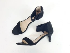 Pella Moda Black Suede Elvi Open Toe Sandals Heels Shoes Size 8 - Picture 1 of 7