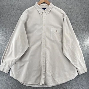 Ralph Lauren Shirt Men 4XLT Tall Ivory Classic Fit Long Sleeve Button Up Collar* - Picture 1 of 11