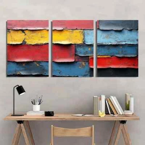 3pcs Rustic Venetian Textured Art Metal Print  Ready to Hang Art - Picture 1 of 7