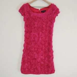 Pink Tartan 2 Dress Rosette Short Sleeve Pink Red Knee Length Bodycon - Picture 1 of 9
