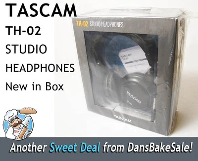 Tascam TH-02 Studio Headphones Black Recording Monitoring Foldable New In Box - Image 1 of 4