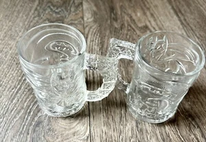 Vintage Batman Forever 1995 3D Glass Mug Set Lot Of 2 Rare Finds DC Comics 4" - Picture 1 of 5