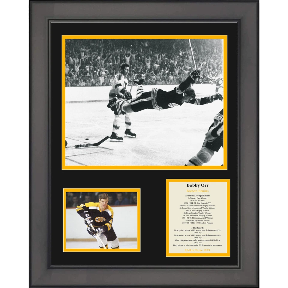 Framed Bobby Orr Hall of Fame Boston Bruins 11"x14" Hockey Three Photo Collage - Image 1 of 1