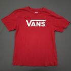 VANS Shirt Youth Boys Large L 12/14 Short Sleeve Spell Out Classic Fit Knit Red