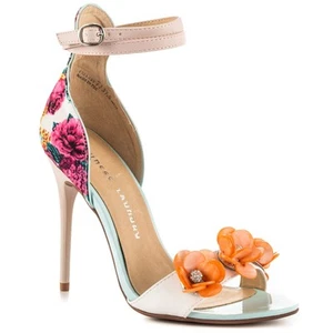 Sandalias florales abiertas de lavandería china 8 canciones de cuna primavera melocotón azulada únicas femeninas NUEVAS - Imagen 1 de 7