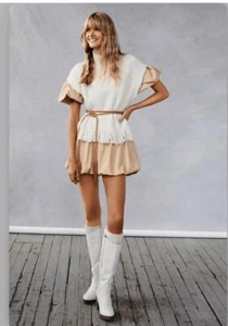 Chaleco Suéter Anthropologie Cuello Simulado con Flecos Pequeño Nuevo Sin Etiquetas - Imagen 1 de 10