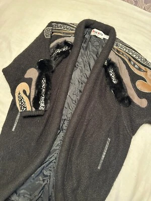 Cárdigan vintage de mohair y cuero Don Vito para mujer talla pequeña Foto 1 de 4