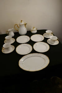 Thun Carlsbad Kaffeeservice 4 P. Boheme Czech Republic + Kuchenplatte gold Rose - Bild 1 von 15