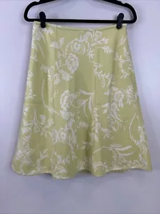 Ann Taylor Women’s 4 Light Green White Floral 100% Silk Lined Skirt NWT - Picture 1 of 11