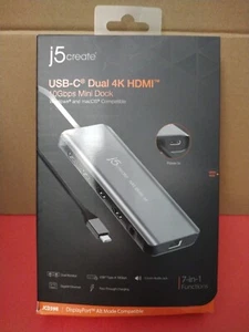 J5 Create USB-C Dual 4k HDMI 10gbps mini dock JCD398 NEW With Free Shipping - Photo 1/4
