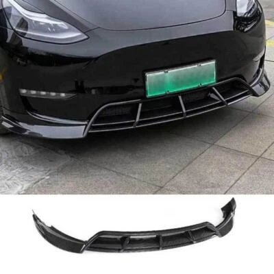 For Tesla Model Y 2020-23 Carbon Fiber Front Bumper Lip Spoiler Anti-insect Net - Image 1 of 4