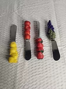 Juego de 4 esparcidores de queso o mantequilla vintage con temática de frutas - Imagen 1 de 3