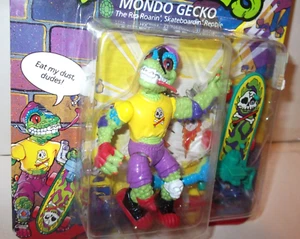 🐢✰ Figura de colección Playmates TMNT 1990 MONDO GECKO versión regular sin perforar sin usar, en caja - Imagen 1 de 5