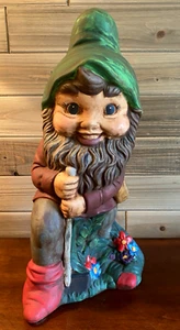 Vtg Large Garden Gnome 17" Ceramic with Spade Shovel - Picture 1 of 9