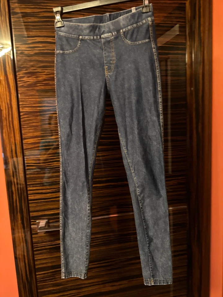 H&M Niñas Denim Oscuro Jeggings Talla 11-12 Bolsillos Foto 1 de 4