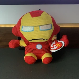 TY Beanie Baby 6 Zoll IRON MAN (Marvel) Plüschtier mit Ty Herz Etikett-Neu - Bild 1 von 2