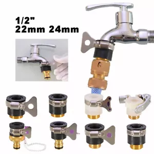 Gartenschlauch Wasserhahn Adapter Hahnanschlussstück mit Steckkupplung 22mm 24mm - Bild 1 von 11