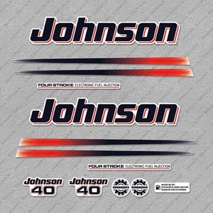 Johnson 40 HP Four Stroke EFI 2002-2006 White Cowling Outboard Decals Set - Picture 1 of 3