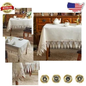 Durable Embroidered Lace Table Cover, 60x120" - Elegant for Gatherings & Picnics - Picture 1 of 10
