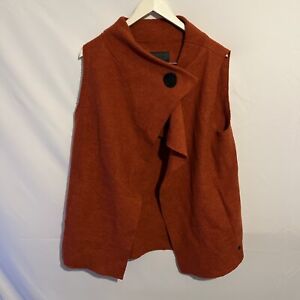 Oska Grey Boiled Wool Cardigan Size 2 Burnt Orange Sleeveless