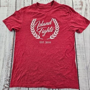 Island Fights Red Short Sleeve T-Shirt Men's M - Picture 1 of 7