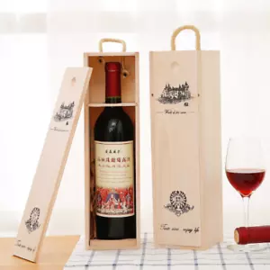 Pack 10 Wine Box Single Bottle Rectangle Wedding Wooden Wine Sliding Lid Boxes - Picture 1 of 11