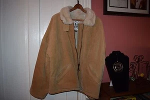 VINTAGE JONES NEW YORK HEAVY SUEDE LEATHER COAT-TAN~SIZE LARGE - Picture 1 of 6