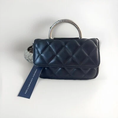 French Connection Quilted Top Handle Crossbody Bag Purse Mell in Black - Image 1 of 4