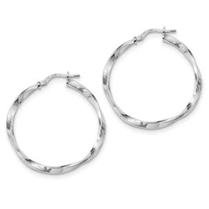 925 Sterling Silver Rhodium-plated Polished Twisted 2.5x30mm Hoop Earrings - Picture 1 of 3