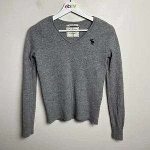 Abercrombie And Fitch Pure Cashmere Sweater S Womens Grey Pullover Small Holes - Picture 1 of 10