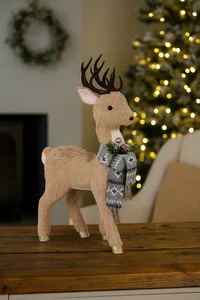 Standing Deer with Scarf Decoration – Festive Christmas Reindeer Ornament-N17 - Picture 1 of 5