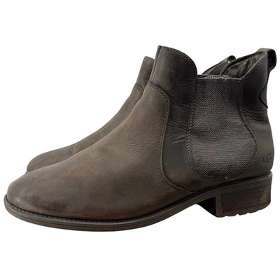 UGG Bonham II 1013893 Brown Leather Chelsea Wool Lined Ankle Boots Women's  11 - Image 1 of 4