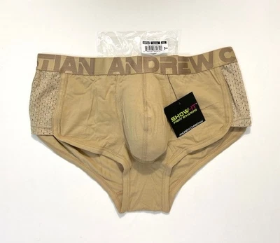 Andrew Christian Talla XL Bolsa de Algodón Sólido Calzoncillo Boxer con Panel Lateral de Malla-Caqui Foto 1 de 4