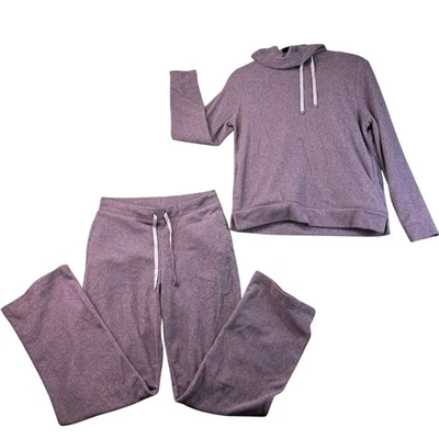 L.L. Bean Pants Sweater Set Women’s Extra Small Petite Purple Fleece Cowl Neck - Image 1 of 4