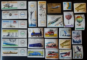 33 Poland stamps - Lot#27w Cars, trucks, planes, ships, balloons - Picture 1 of 1