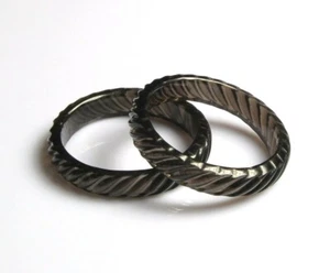 Obsidian Bangle Bracelet Carved Hand Made Natural Volcanic Rock - Picture 1 of 4