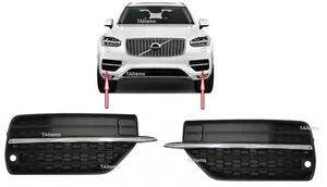 PAIR LEFT+RIGHT FRONT LOWER BUMPER GRILLES +CHROME TRIM FOR VOLVO XC90 2016- - Picture 1 of 12