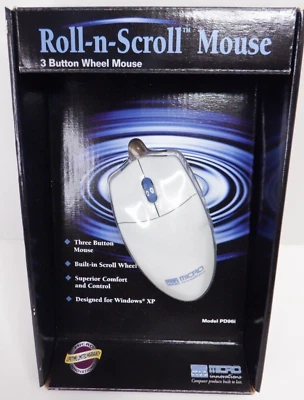 Micro Innovations Roll-n-Scroll 3-Button Wheel Wired Mouse PS/2, Model PD96i - Image 1 of 4